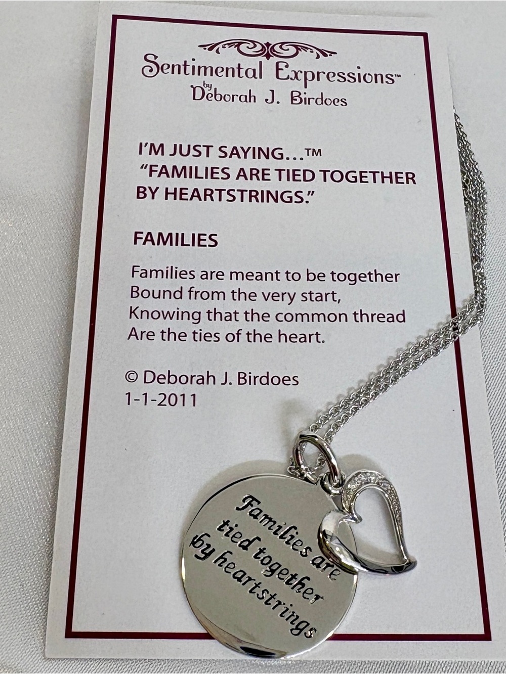 Sterling Silver “Families Are Tied Together” Necklace w/ Poem Card | Gift Ready